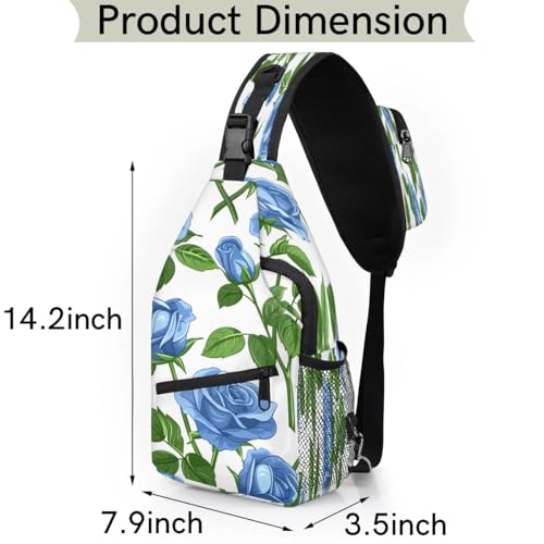 Bolso tipo sling unisex flores azul para senderismo miniatura 2