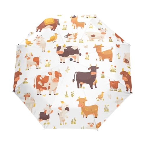 Parapluie automatique pliable ultra-léger anti-UV dessin animé vache pour voyage enfant