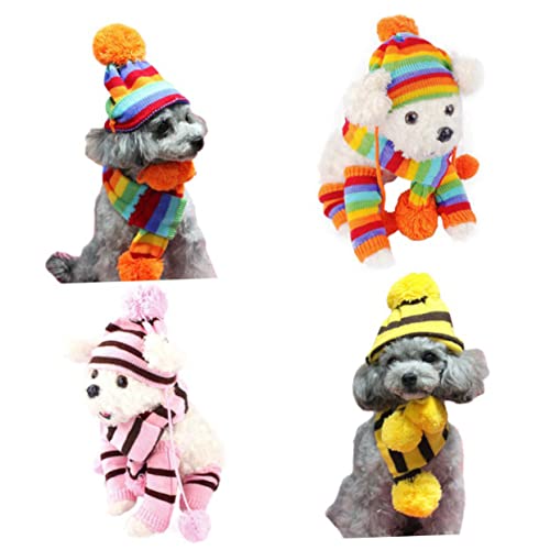 Luxshiny Knitted Winter Dog Scarf Hat Set XXS for Dogs Warm Pink and Brown Pet Costume Soft Cozy Winter Accessories for Travel Cosplay Holiday Photo Shoots