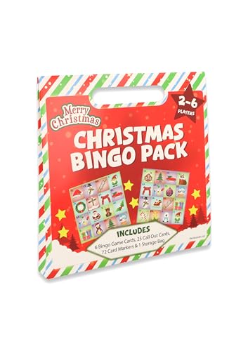 HENBRANDT 1 x Christmas Bingo Game Set - 6 Player Family Party Game Festive Holiday Entertainment Xmas Activity for Adults Children Fun Seasonal Celebration