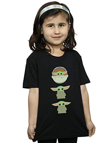 Image of Star Wars Girls The Mandalorian The Child Posing T-Shirt Black 5-6 Years