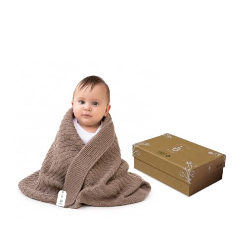Image of Nora Organic Cotton Baby Blanket 30x40 in, Mocha - GOTS Certified, Soft Knit Swaddle for Newborns, Crib & Stroller, Machine Washable