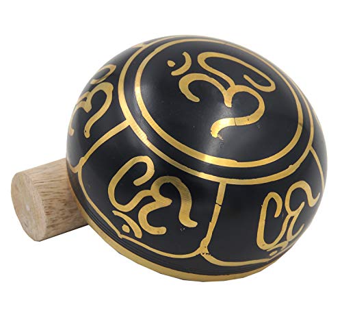 Dharmaobjects ~ Tibetan Om Singing Bowl Set ~ With Mallet, Brocade Cushion & Carry Bag ~ For Meditation, Chakra Healing, Prayer, Yoga #TOP2