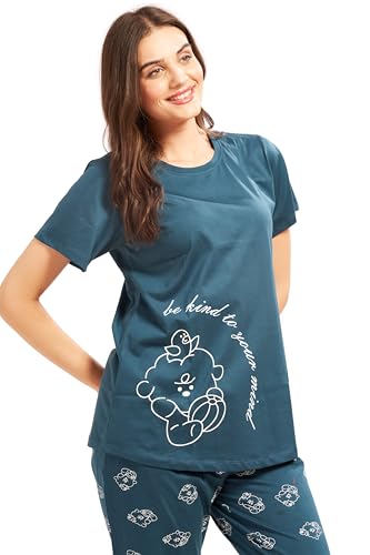 Image of AV2 Women's Cotton Printed Short Sleeve Night Suit Set | Pajama Set | Casual Night Dress for Women
