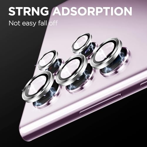 Image of Skinomi Camera Lens Protector Compatible with Samsung Galaxy S23 ultra 5G [Anti-Scratch] Premium Tempered Glass Film Aluminum Alloy Lens Ring Cover, Silver Titanium