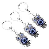 MAGICLULU 3 Llaveros de Búho Azul Mal de Ojo, Aleación de Zinc y Esmalte Coloreado, Diseño Único y Elegante para Decoración Diaria de Llaves y Bolsos