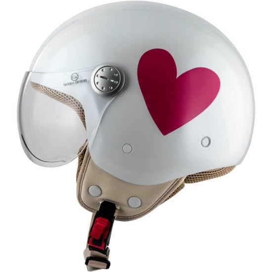Casco Abierto Edicion Especial Ruiz - Blanco con Corazon Rosa T-XS