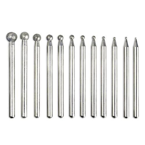 ASHMAV 12pc Diamond Round Burr Drill Bit Set Cutting Grinding Rotary Tool
