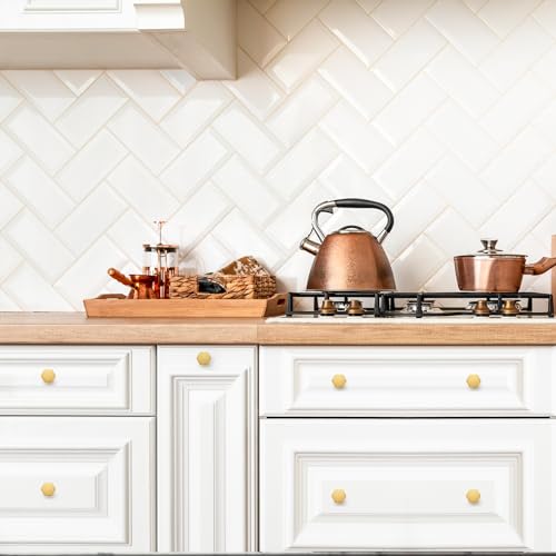 Image of Ravinte 15 Pack Brushed Brass Solid Kitchen Cabinet Knobs Zinc Alloy Door Knobs Cabinet Hardware Gold Dresser Drawer Handles Drawer Pulls with Screwdriver