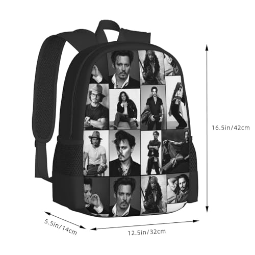 Johnny Depp Backpack,3d Print Laptop Backpack Lightweight Casual Daypack Bookbag 16.5 In, Black3