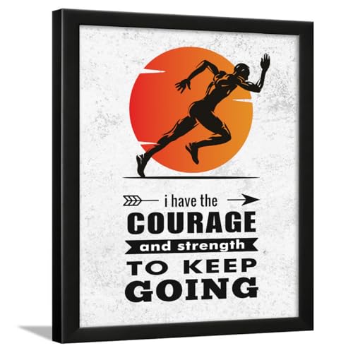 Image of Chaka Chaundh - Office Quotes Frames -Student Motivational Quotes Wall Frames for Office - Positive Business Quotes Wall Frame - I have the courage and strength TO KEEP GOING - (14 X 11 Inches)