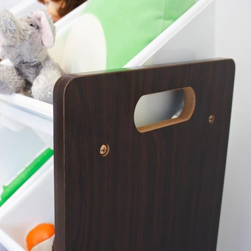 Image of Snazzy Kids Toy Storage Organizer with 12 Plastic Bins, Espresso /White - Removable Bins for Playroom, Bedroom, Toddler Furniture for Boys and Girls