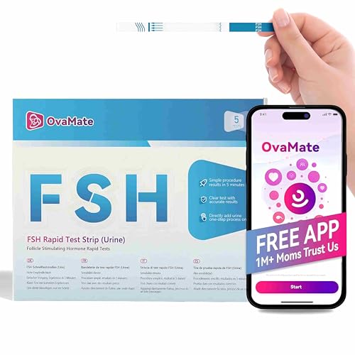 Menopause Schnelltest FSH-Hormon-Teststreifen für Frauen zu Hause Hormonausgleich-Teststreifen mit optimaler Empfindlichkeit Rechner-APP (für iOS & Android) zur genauen Verfolgung 5 Stück