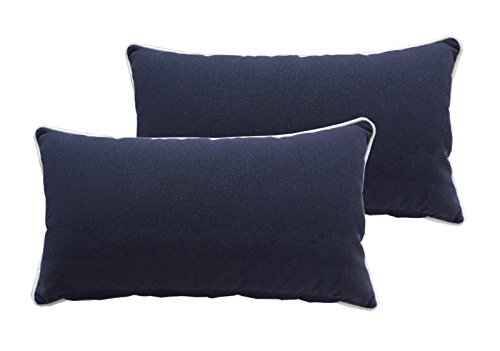 BOSSIMA Rectangle Throw Pillows Indoor Outdoor Lumbar Cushions Lounge Chair Seat Posture Corrector Navy Blue