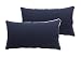 Bossima Indoor/Outdoor Navy Blue Rectangle Toss Pillow, Corded Cushion Set of 2