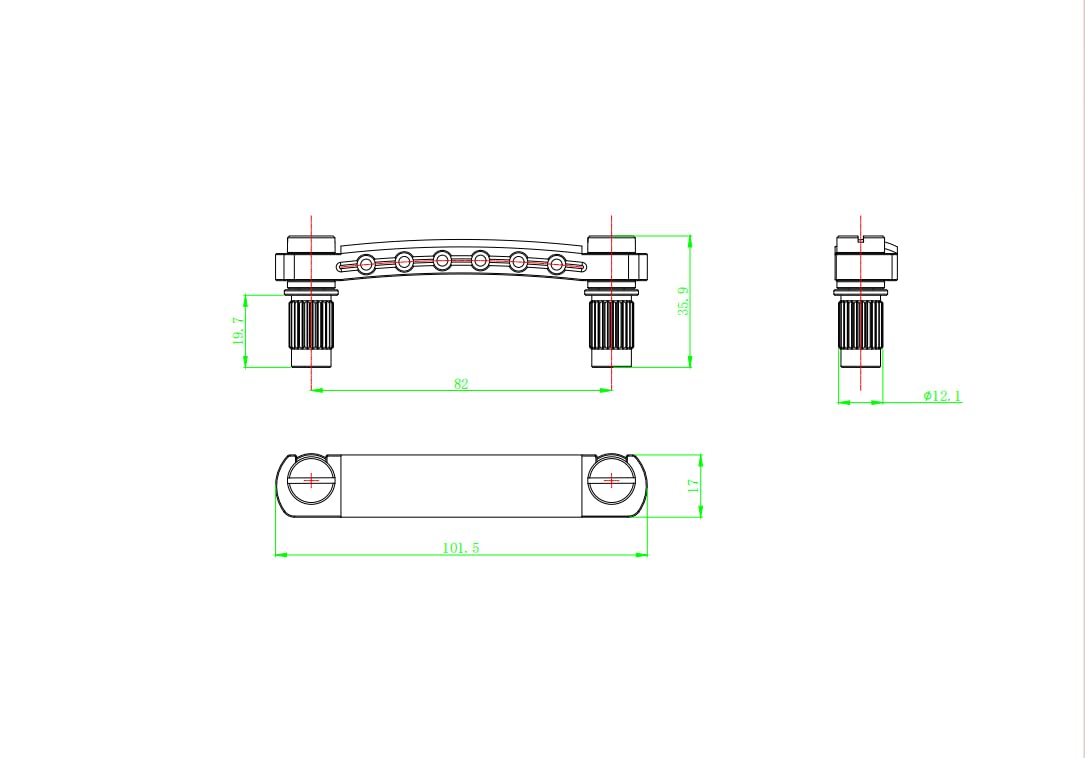 Guyker Tune-O-Matic Gitarrensattelbrücke + Stop-Bar Saitenhalter aus Titanlegierung, Ersatz für LP SG EPI 6-saitige E-Gitarre (GS001 + GM005-TI)