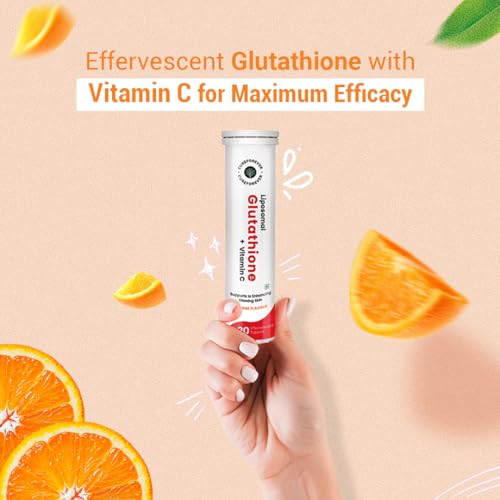Image of CUREFOREVER Glutathione Effervescent Tablets, 20 Tablets with Vitamin C, Liposomal Glutathione 500mg for Antioxidant Support, Skin Glow & Radiance Support, Detox Support