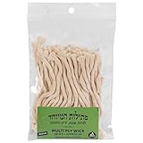 Ner Mitzvah Natural Smokeless Cotton Wicks – 50 Count (Approx.) 58 Ply Medium Thickness for Oil...