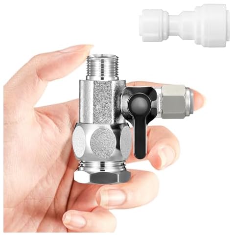 Refrigerator Water Line Splitter Angle Valve, 3/8"-3/8"-1/4" or G 1/2"-G 1/2"-1/4", with Push-to-Connect Fittings for 1/4" O.D. Tubing (Includes 1/4" to 3/8" Adapter) Cover