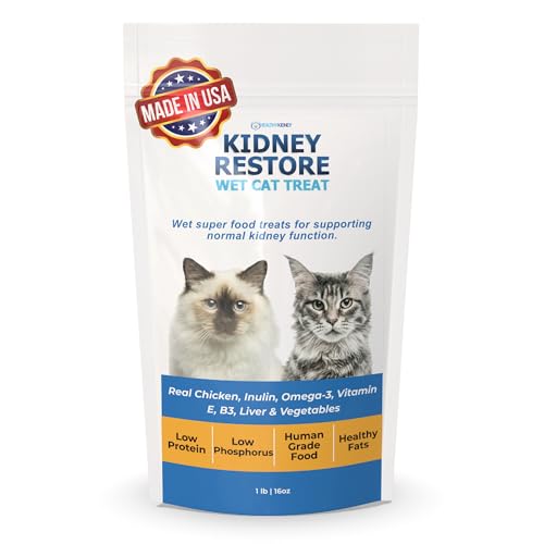 Fresh Made Kidney Care Cat Treat Wet - Renal Cat Treat for Feline Kidney Support - Low Sodium & Phosphorus Support for Cats - Best Feline Food, Feline Renal Support Made in USA