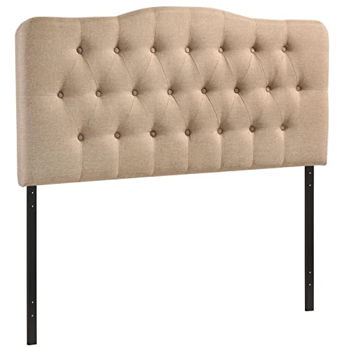 Modway Annabel Tufted Button Linen Fabric Upholstered King Headboard In Beige #TOP1