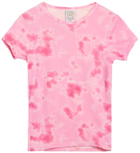 Sweet & Sassy Girl's Snug Fit Pajama Set - 2 Piece Hacci Short Sleeve Sleep Shirt And Jogger Pants (Size: 4-12), Size 7/8, Pink Tie Dye #TOP5