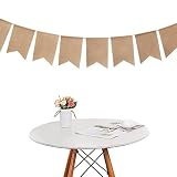 Perfecto para la ocasión: la guirnalda de arpillera es perfecta para bodas rústicas, cumpleaños, Navidad, Baby Shower, etc. Se puede colgar en mesas de fiesta, paredes, ventanas, arcos, cercas y árboles.