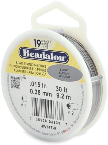 Beadalon Bead Stringing Wire - .015 in / .38 mm, Bright, 30ft / 9.2m