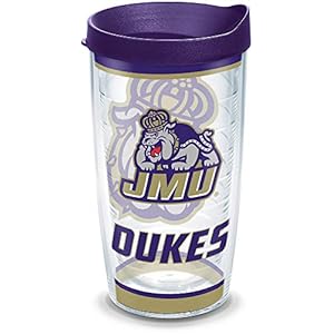 Tervis Made in USA Double Walled James Madison University JMU Dukes Insulated Tumbler Cup Keeps Drinks Cold & Hot, 16oz, Tradition