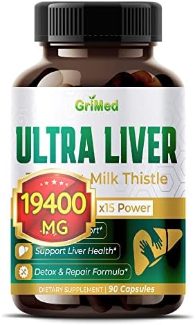 Ultra Liver Support Supplement 19400mg 50x Concentrated Extract TUDCA Milk Thistle - with Artichoke, Beet Root, Berberine, Chicory, Dandelion, Ginger Turmeric (90 Count (Pack of 1))
