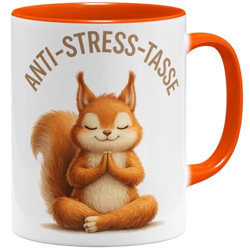 OM3 Tasse à café anti-stress avec inscription en allemand - Motif écureuil - Tasse en céramique...