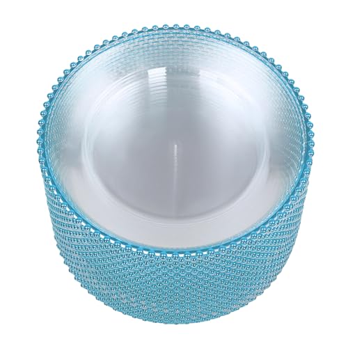 25 platos cargadores azules 12.6 pulg con borde con cuentas miniatura 7