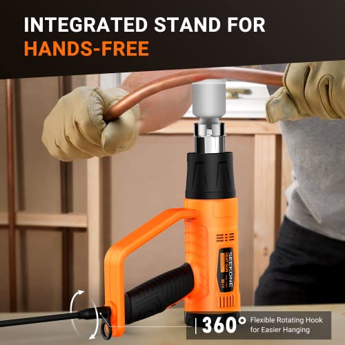 Seekone Heat Gun 1800W Heavy Duty Fast Heat Hot Air Gun Kit With 752℉&1112℉（400℃-600℃） Dual-Temperature Settings And 4 Nozzles With Overload Protection For Crafts, Shrinking Pvc, Stripping Paint #TOP4
