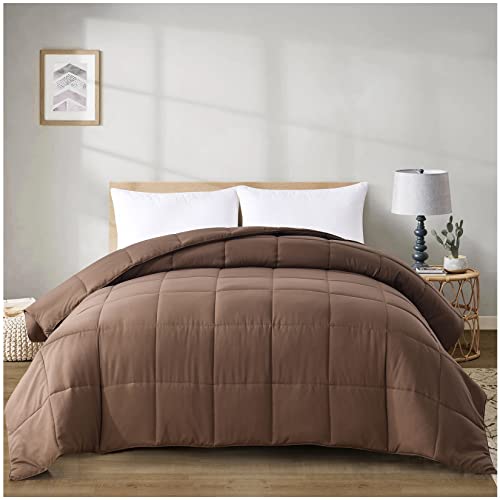 Homelike Moment Queen Comforter Brown Lightweight Comforter Duvet Insert Down Alternative Bed Comforter All Season Quilted Comforters Full Queen Size Brown