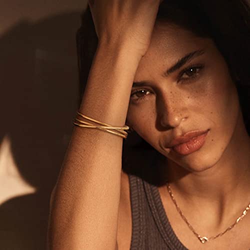 Canevinka 18K Gold Plated Cross Wire Bangle Charm Wide Bracelets Couples Love Bracelets For Women Man Minimalist Open Adjustable Layered Statement Cuff Bracelets For Women Fashion Jewelry #TOP5