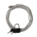 BigDean Stahlseil Kabelschloss 3m lang mit Öse, Vorhänge-Schloss & 2 Schlüssel - Drahtseil kunststoffummantelt 4mm dick - Schlaufenkabel Fahrradschloss Diebstahlsicherung für Gartenmöbel