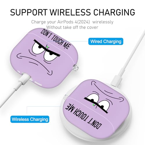 Image of for Apple Airpods 4th Generation Case Cover(2024),Don't Touch Me for Airpods 4 Cover with Keychain /Lanyard Soft Cute Shockproof Covers for Women Men Compatible AirPod 4 Case,Lavender