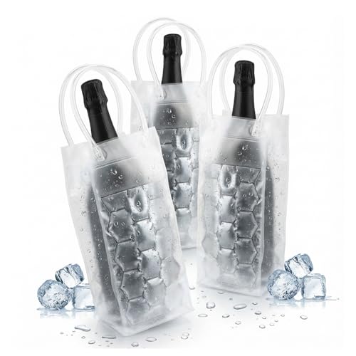 Set di 3 sacchetti per bottiglie di vino – raffreddamento istantaneo e mantiene la tua bevanda fredda – mantiene il freddo e la freschezza – champagne e vino