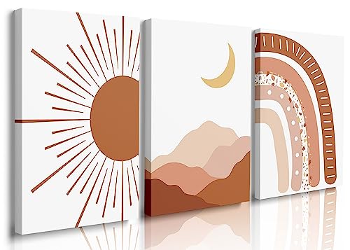 igno Boho Nursery Print Set of 3,Sun Rainbow Moon Baby