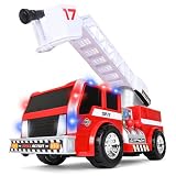 Maxx Action 2-N-1 Firetruck with Joystick Controls, Lights, Siren Sounds, Motorized Movement, and 360° Spinning Ladder - 16-Inch Rescue Toy Vehicle for Kids
