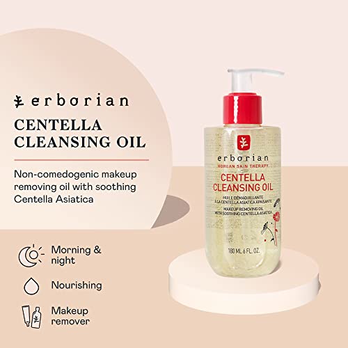 Erborian - Cleansing Oil - Facial Makeup Remover With Hydrating & Soothing Centella Asiatica Extract - Waterproof Purifying Cleanser Removes Excess Sebum & Impurities - Korean Skincare - 6 Fl. Oz #TOP1