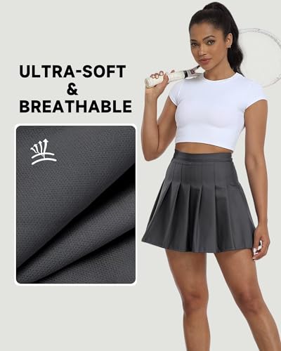 Image of Pleated Skirts for Women Tennis Skirt with Shorts High Waisted Mini Skort