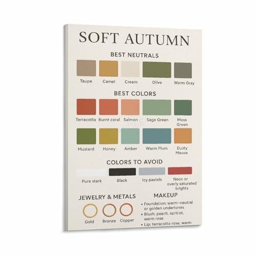 Soft Autumn Colour Palette Poster Neutrals Warm Shades Fashion Design