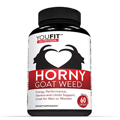 YouFit Nutrition Natural Horny Goat Weed of 1000mg Herbal Complex - Energy, Stamina, Libido Support - Dietary Supplement with Tongkat Ali, Maca Root, Non-GMO Formula - Great for Men & Women, 60 Pills