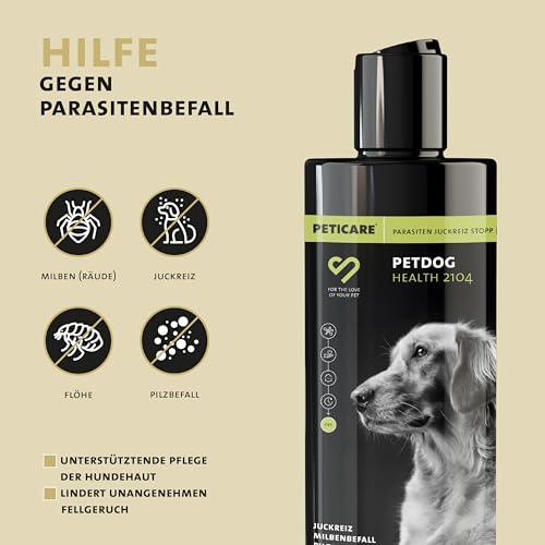 Milben-Shampoo für Hunde von Peticare gegen Parasiten