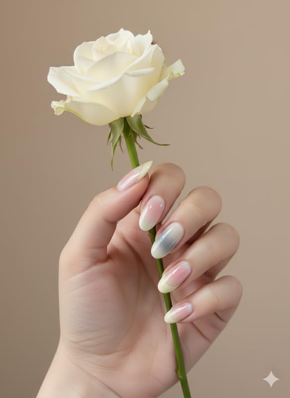 Glossy Pastel French Ombre Press On Nails for Women | Almond Shape Artificial Fake Nails | Glossy Gradient Full Cover Acrylic Nail Extensions | Reusable Glue On Nails | Salon Finish Manicure Set-image-13