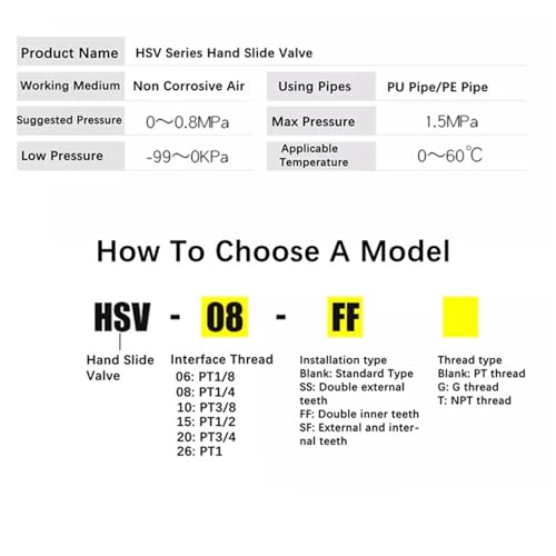 Válvula deslizante neumática manual HSV-10-FF e interruptor de control de flujo 7