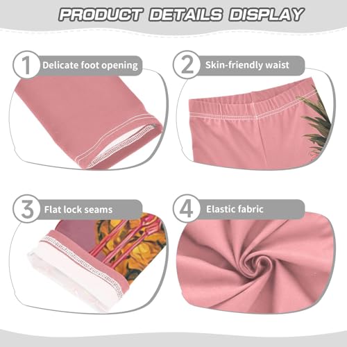 Flamingo Pineapple Pink Girls Casual Leggings for Kids Printed Long Pant Bottoms Stretch and Soft3