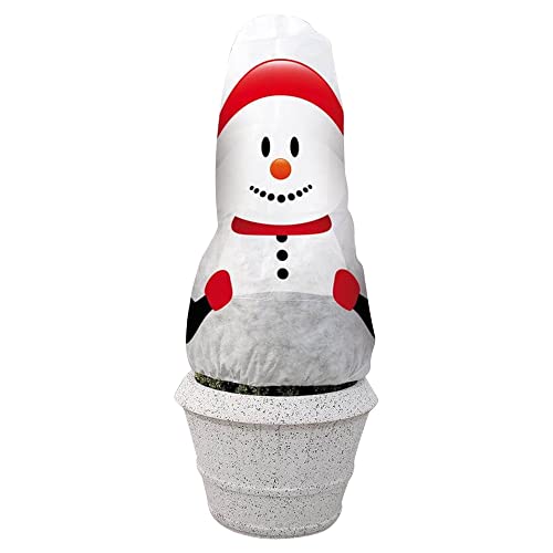 NOOR Winterschutz Vlieshaube Schneemann B 130 x H 160cm I Frostschutzhaube für Pflanzen I Winterschutz für Pflanzen Überwinterung I Frostresistenter Pflanzenvlies/Winterschutzvlies I Schneemann-Look