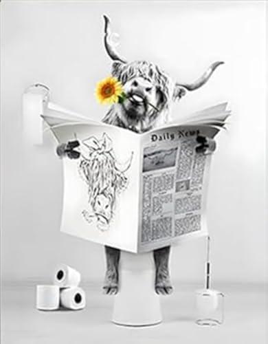 Image decorative animaux de salle de bain poster vache 50x70cm sans cadre